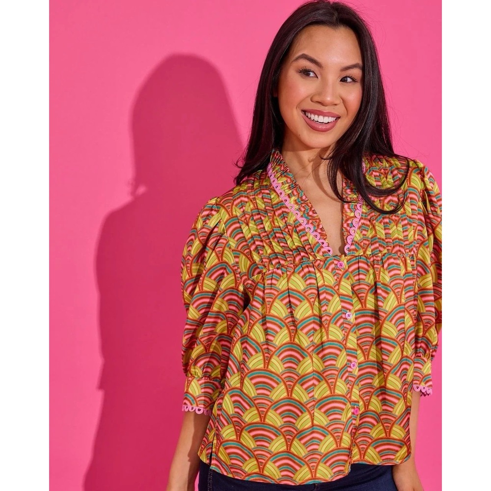 Alden Adair Blake Top Tightrope Preppy Chic, Southern Prep, Vibrant sz XS